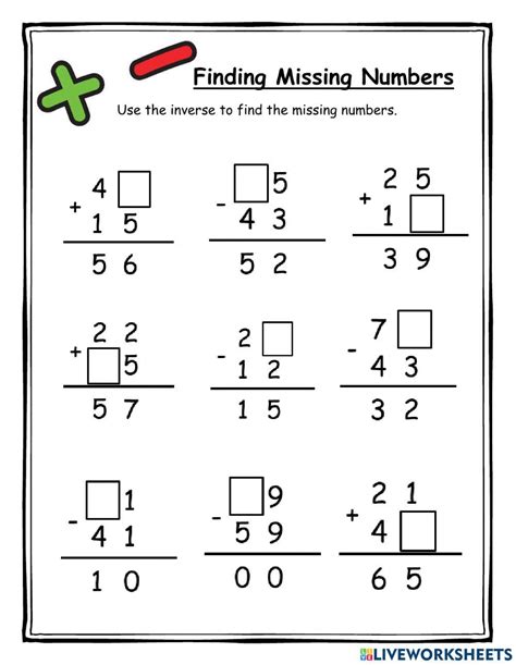 missing numbers addition worksheet|Missing Number Addition and Subtraction worksheets .